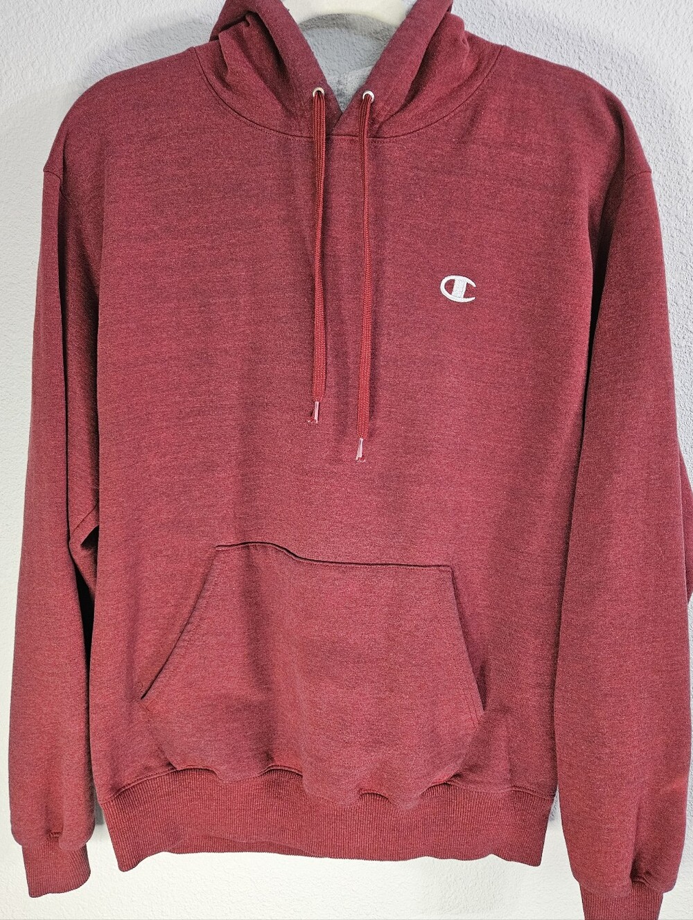 Champion Men's Heathered Burgundy Hoodie, Medoum